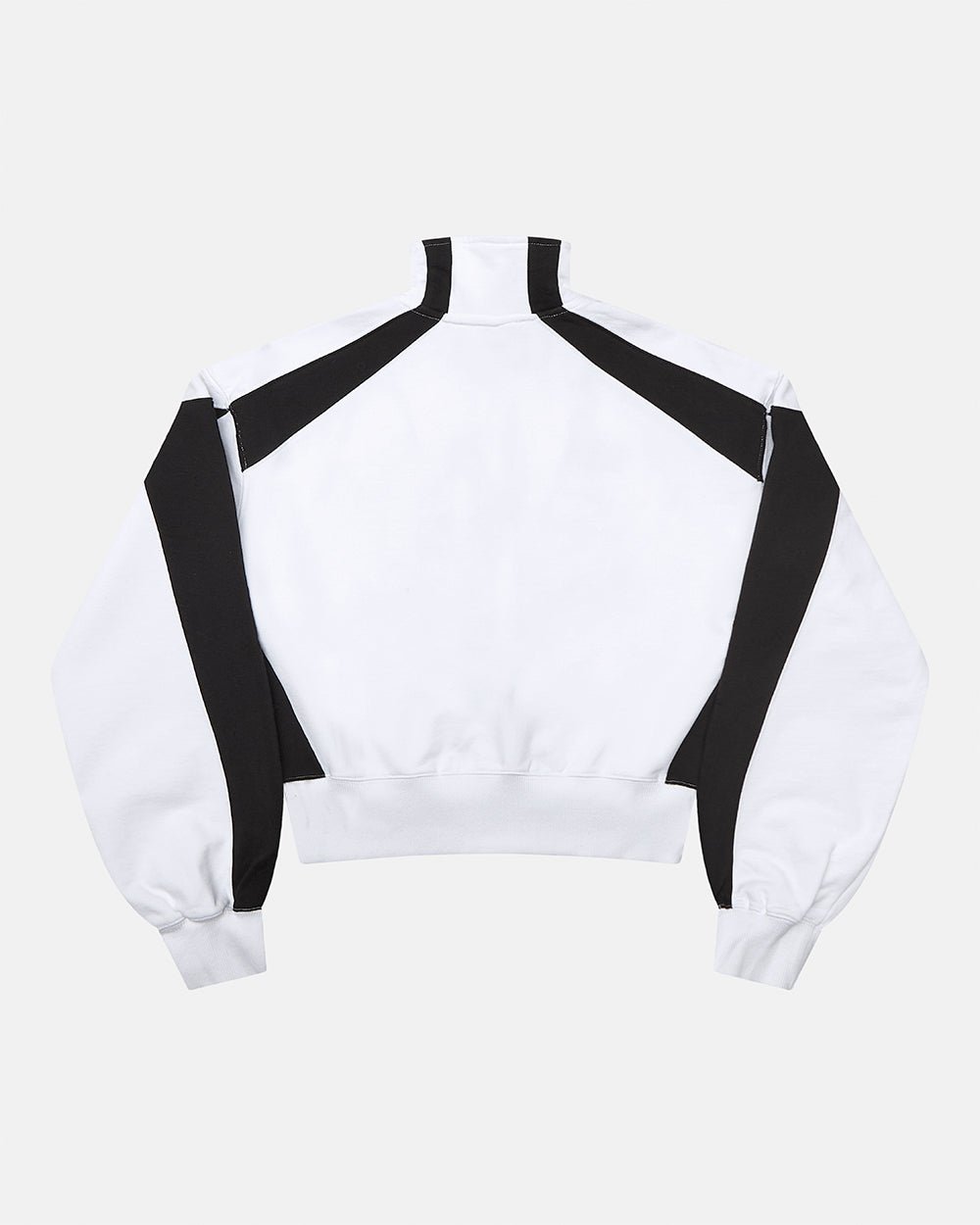 NIA SET ZIP UP WHITE & BLACK - white and black zip-up hoodie, back view - Cold Culture #packshot