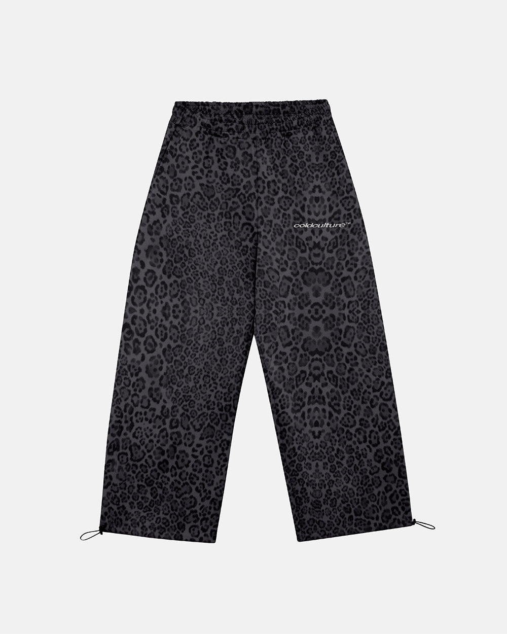 NOCTURNE BEAST SWEATPANTS DARK GREY - dark grey leopard print sweatpants, front view - Cold Culture #packshot