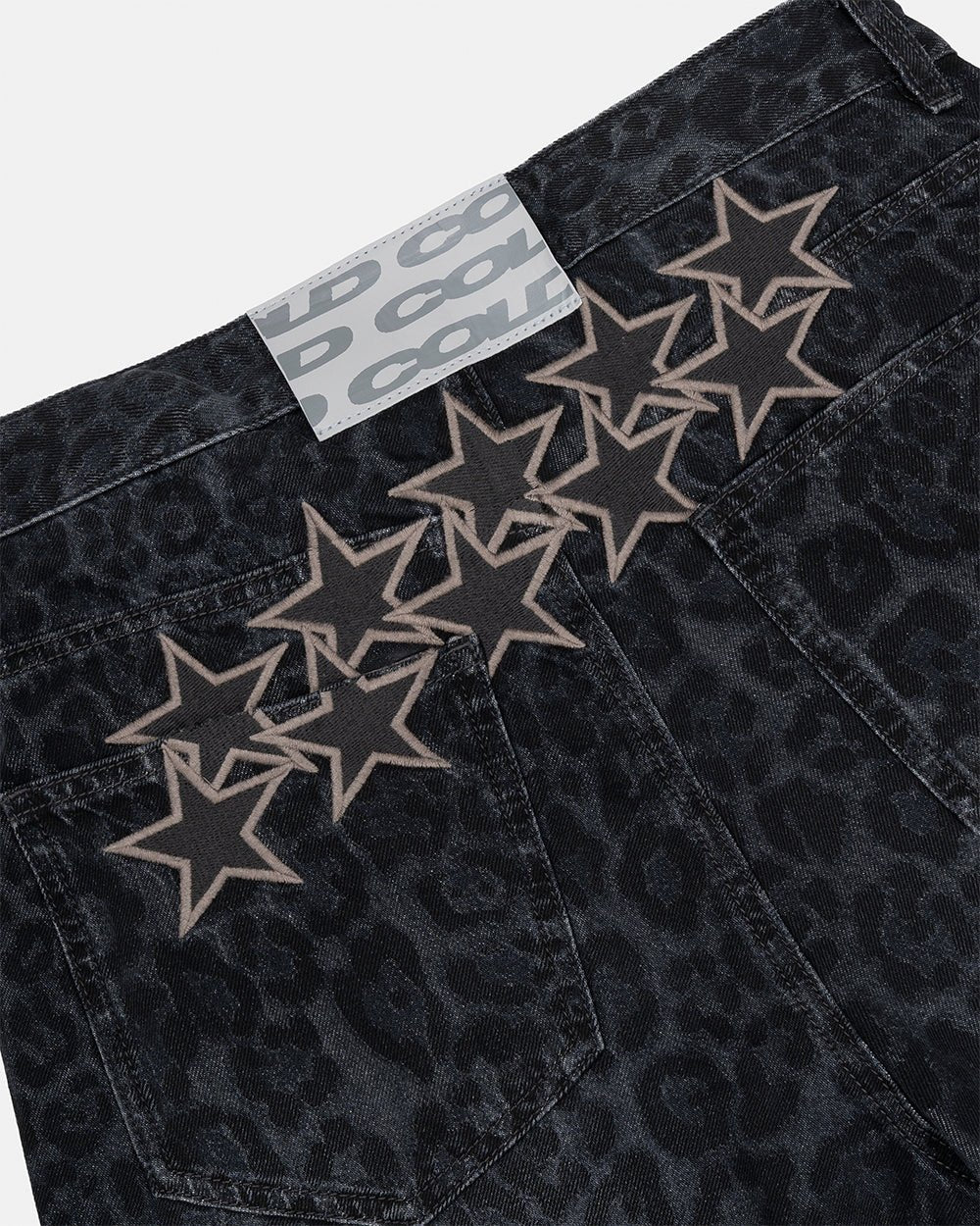NOCTURNE BEAST V3 PANTS DARK GREY - dark grey leopard print pants, detail close-up - Cold Culture