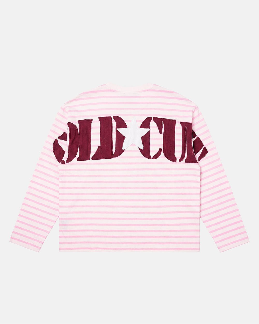 NORTH STARS LONGSLEEVE PINK - pink striped longsleeve tee, back view - Cold Culture #packshot