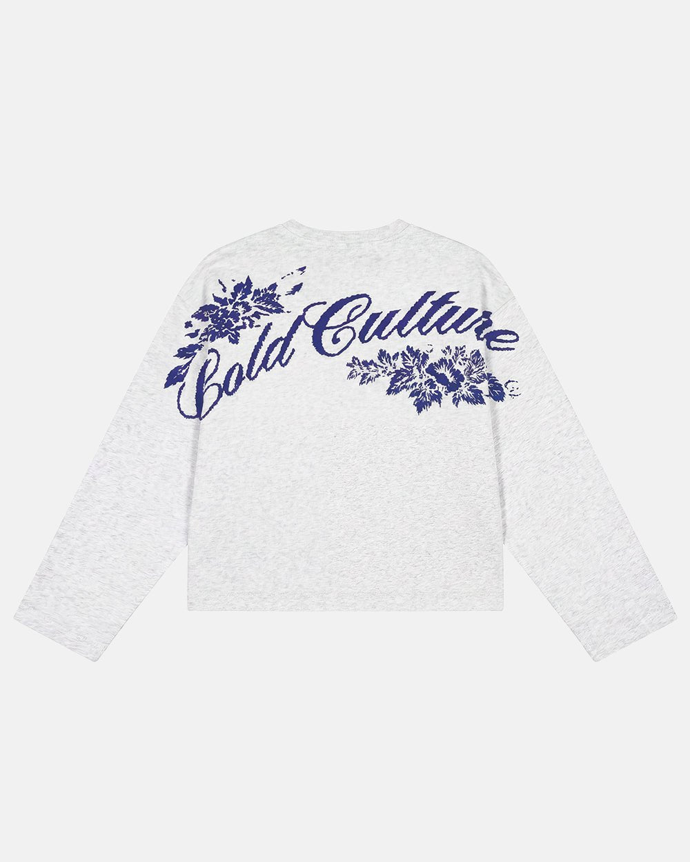 OLD SOUL LONGSLEEVE HEATHER GREY - heather grey graphic print longsleeve tee, back view - Cold Culture #packshot