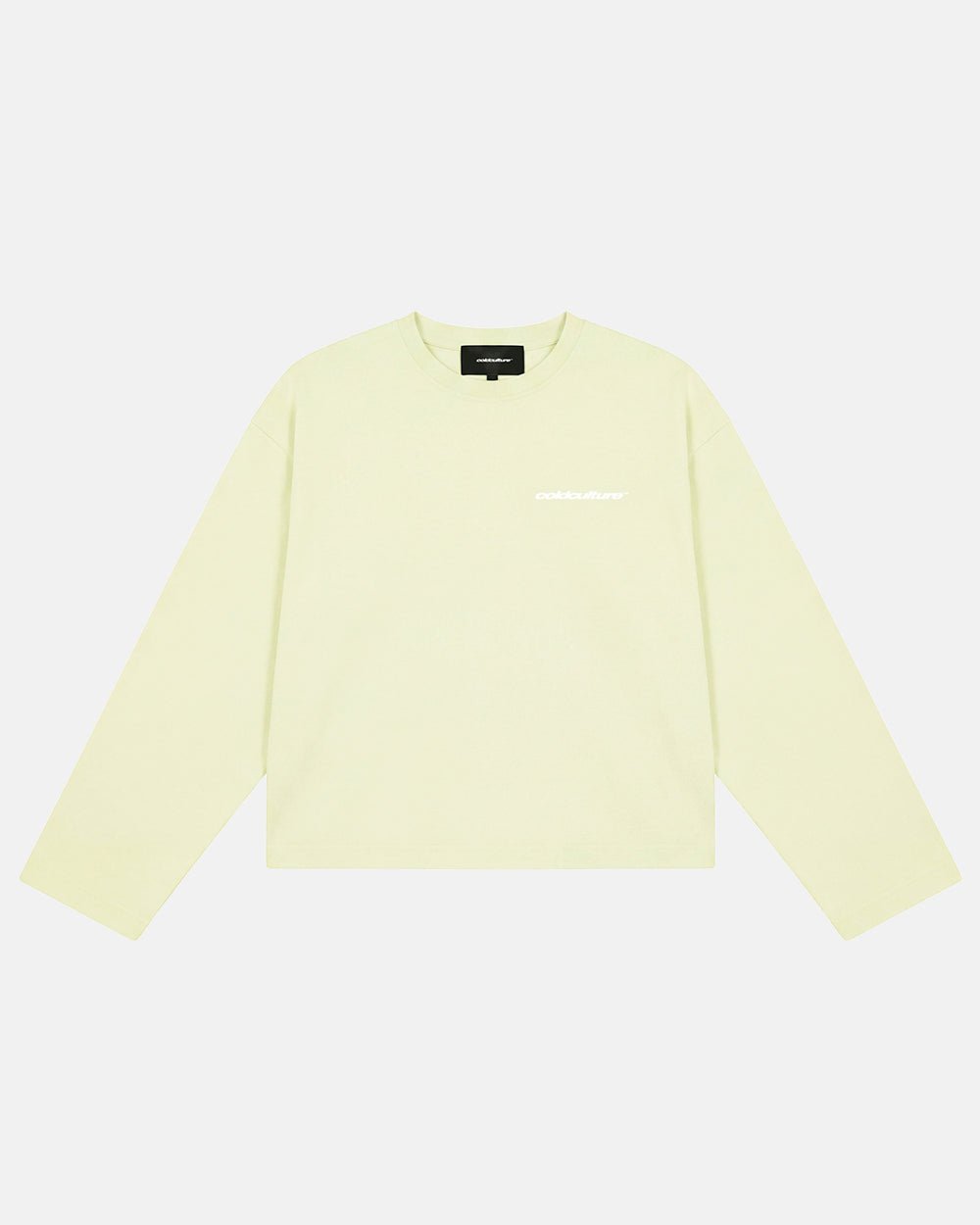 OLD SOUL LONGSLEEVE PALE YELLOW - pale yellow graphic print longsleeve tee, front view - Cold Culture #packshot