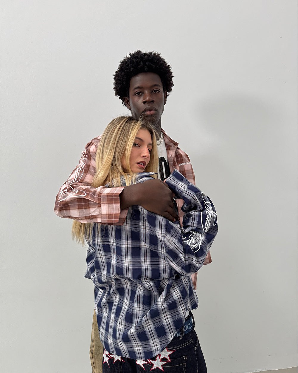 ON MY WAY LONGSLEEVE SHIRT BLUE - blue plaid long sleeve shirt, street style shot - Cold Culture #woman