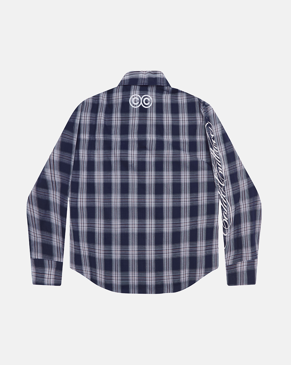 ON MY WAY LONGSLEEVE SHIRT BLUE - blue plaid long sleeve shirt, back view - Cold Culture #packshot