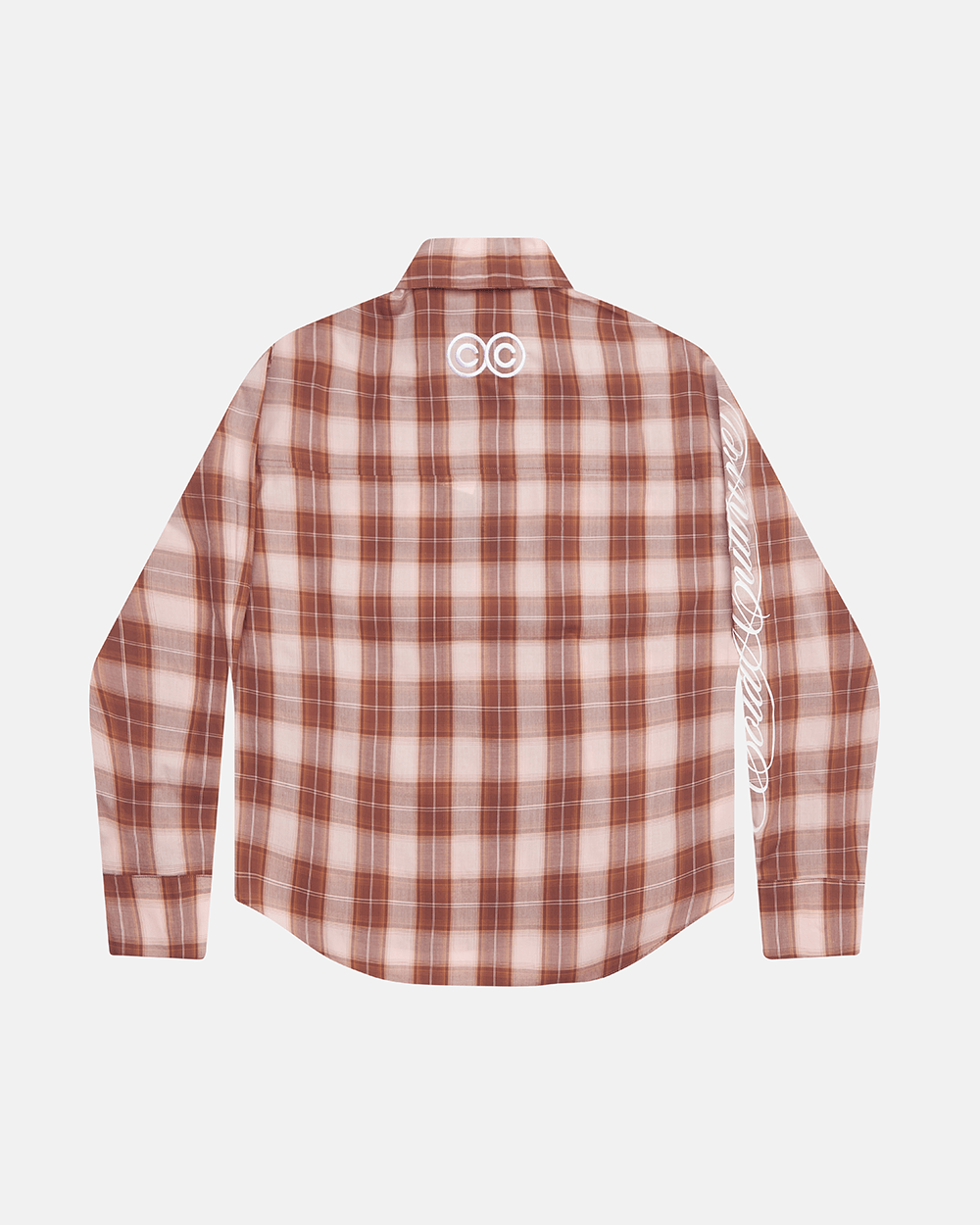 ON MY WAY LONGSLEEVE SHIRT PINK - pink plaid long sleeve shirt, back view - Cold Culture #packshot