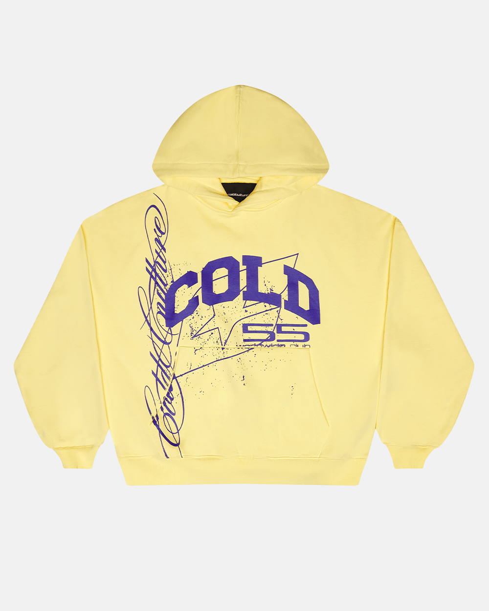 ON ROAD HOODIE YELLOW & BLUE - yellow graphic print hoodie, front view - Cold Culture #packshot