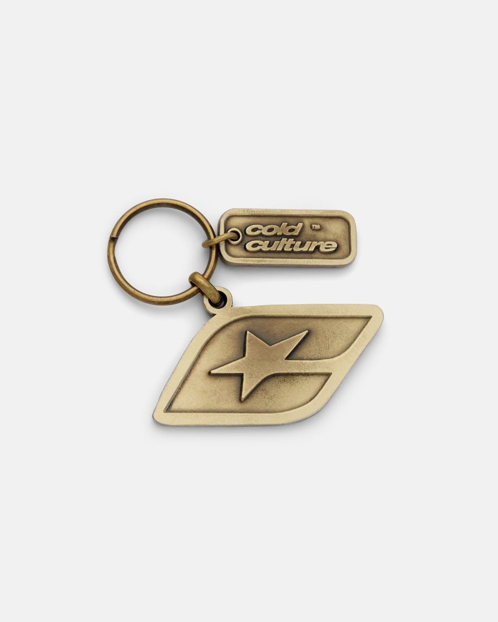 ORIGINAL KEYCHAIN GOLD - gold star logo keychain, front view - Cold Culture #packshot