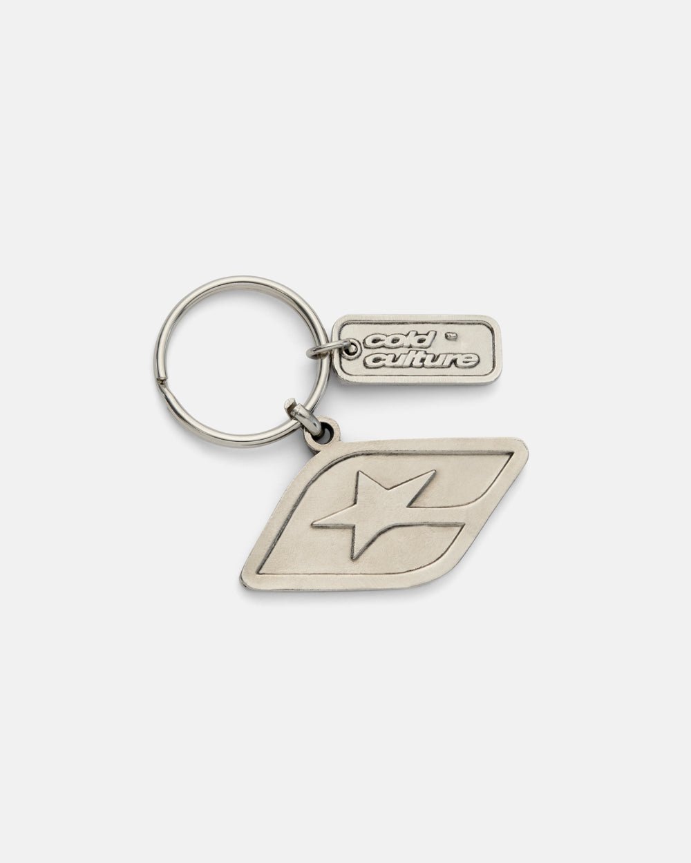 ORIGINAL KEYCHAIN SILVER - silver star logo keychain, front view - Cold Culture #packshot