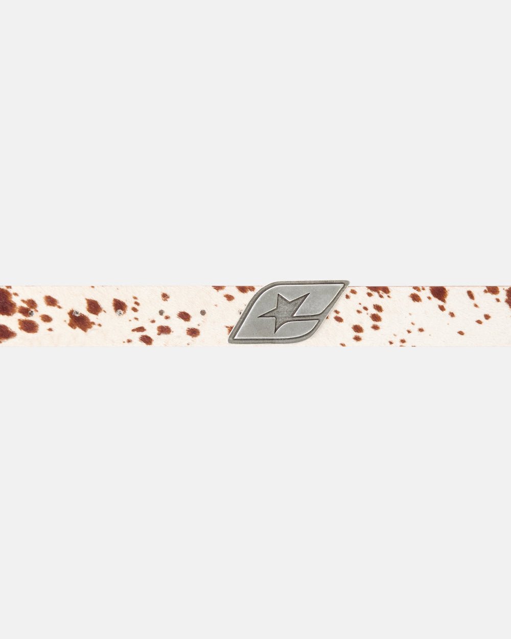ORIGINAL LEATHER BELT MUU! - cow print leather belt, detail close-up - Cold Culture