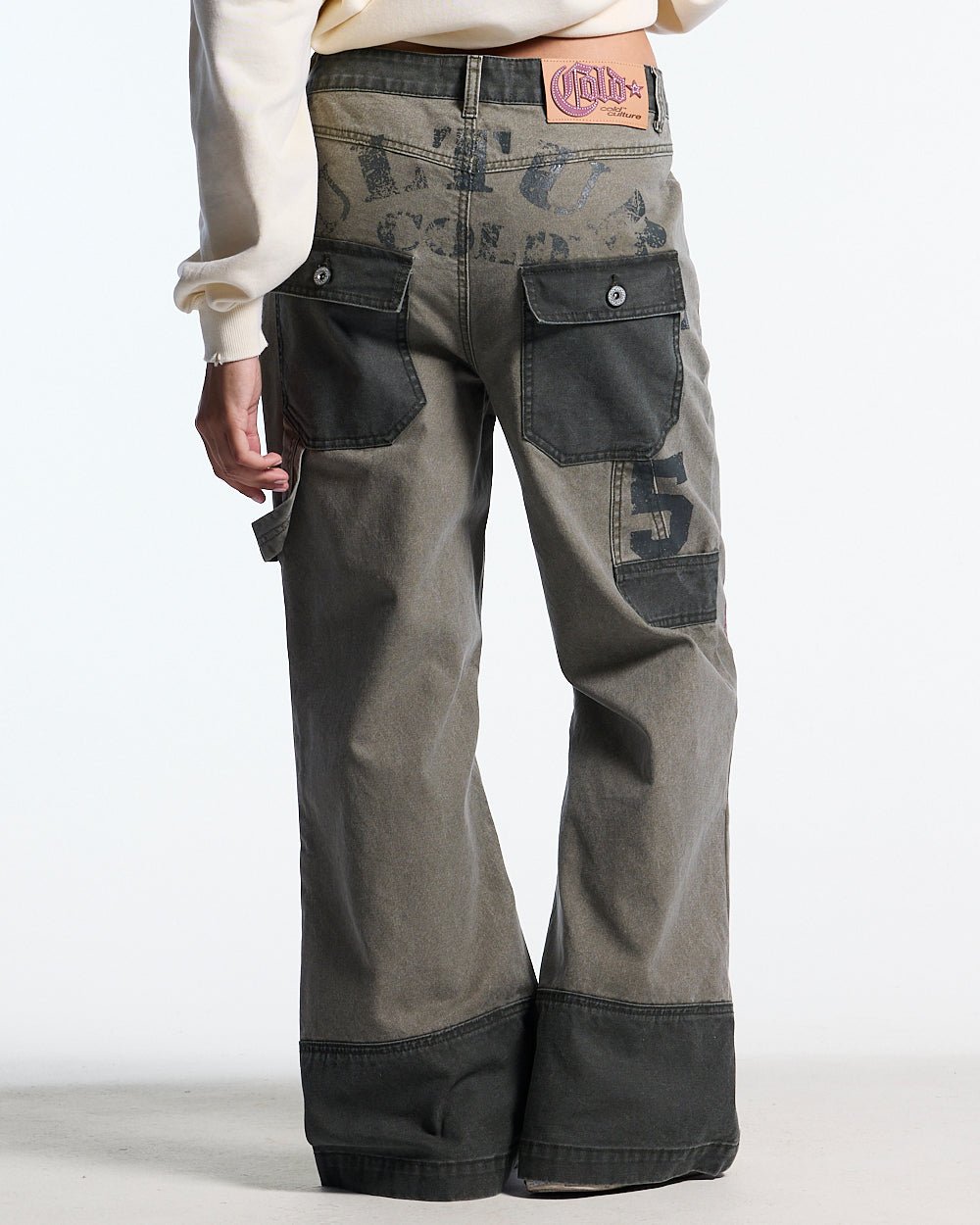 PARATROOPER V3 PANTS MILITARY GREEN - military green contrast panel pants, back view on male model - Cold Culture