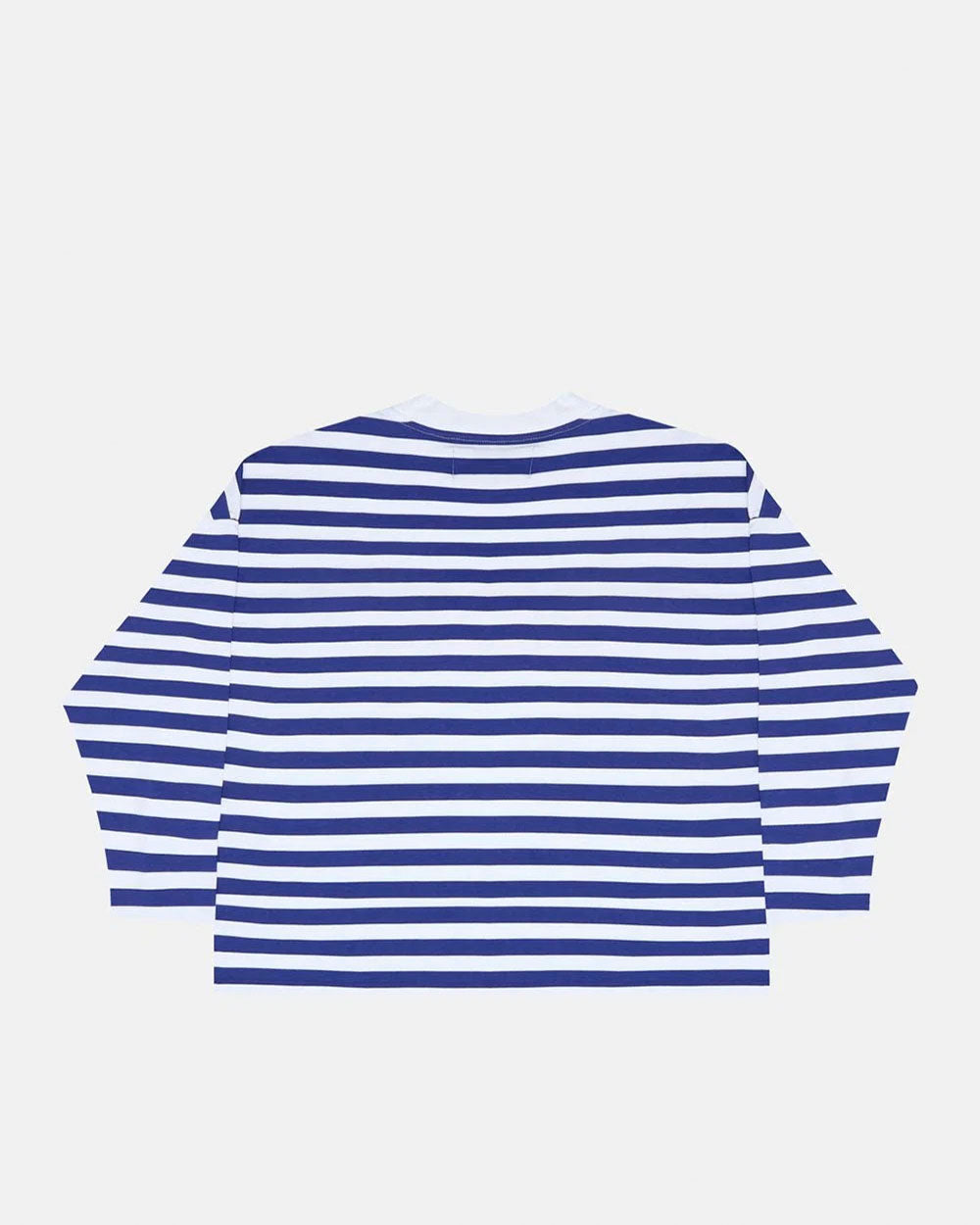 PARDON ME LONGSLEEVE WHITE & NAVY - navy striped longsleeve tee, back view - Cold Culture #packshot