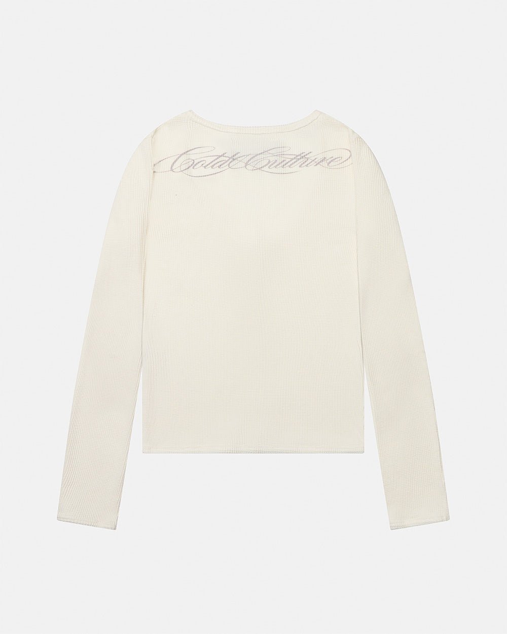 PERFECT LONGSLEEVE TOP OFF WHITE - off white longsleeve top, back view - Cold Culture #packshot