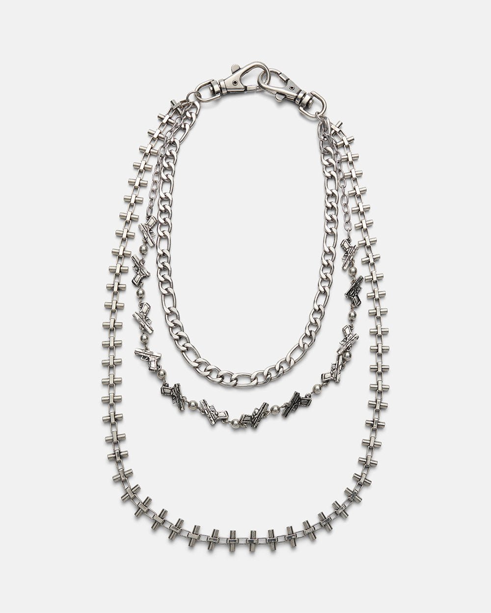 PIM PAM PUM HIP CHAIN - silver layered hip chain, front view - Cold Culture #packshot
