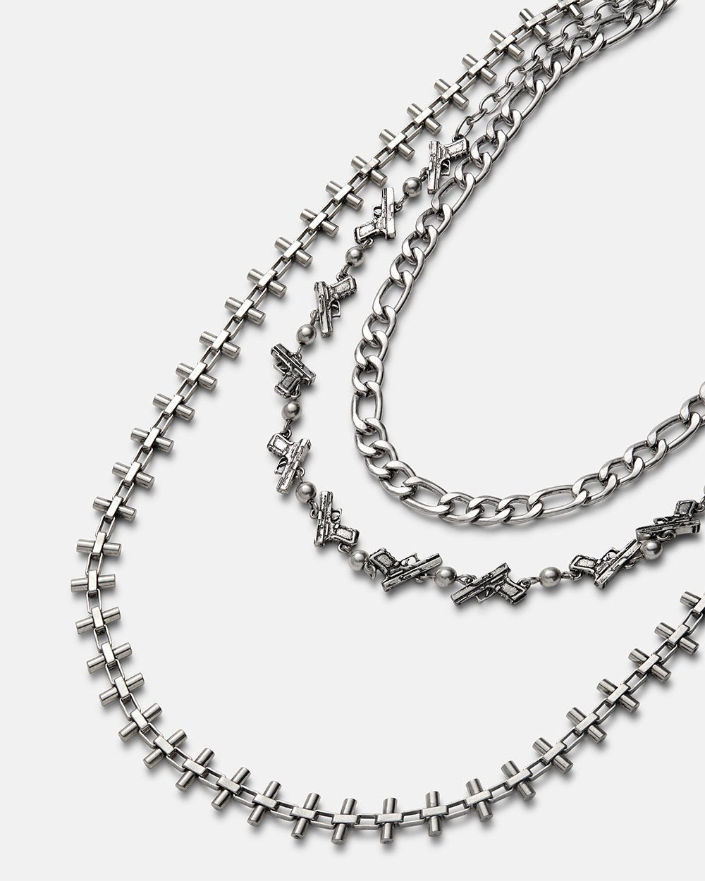 PIM PAM PUM HIP CHAIN - silver layered hip chain, detail close-up - Cold Culture