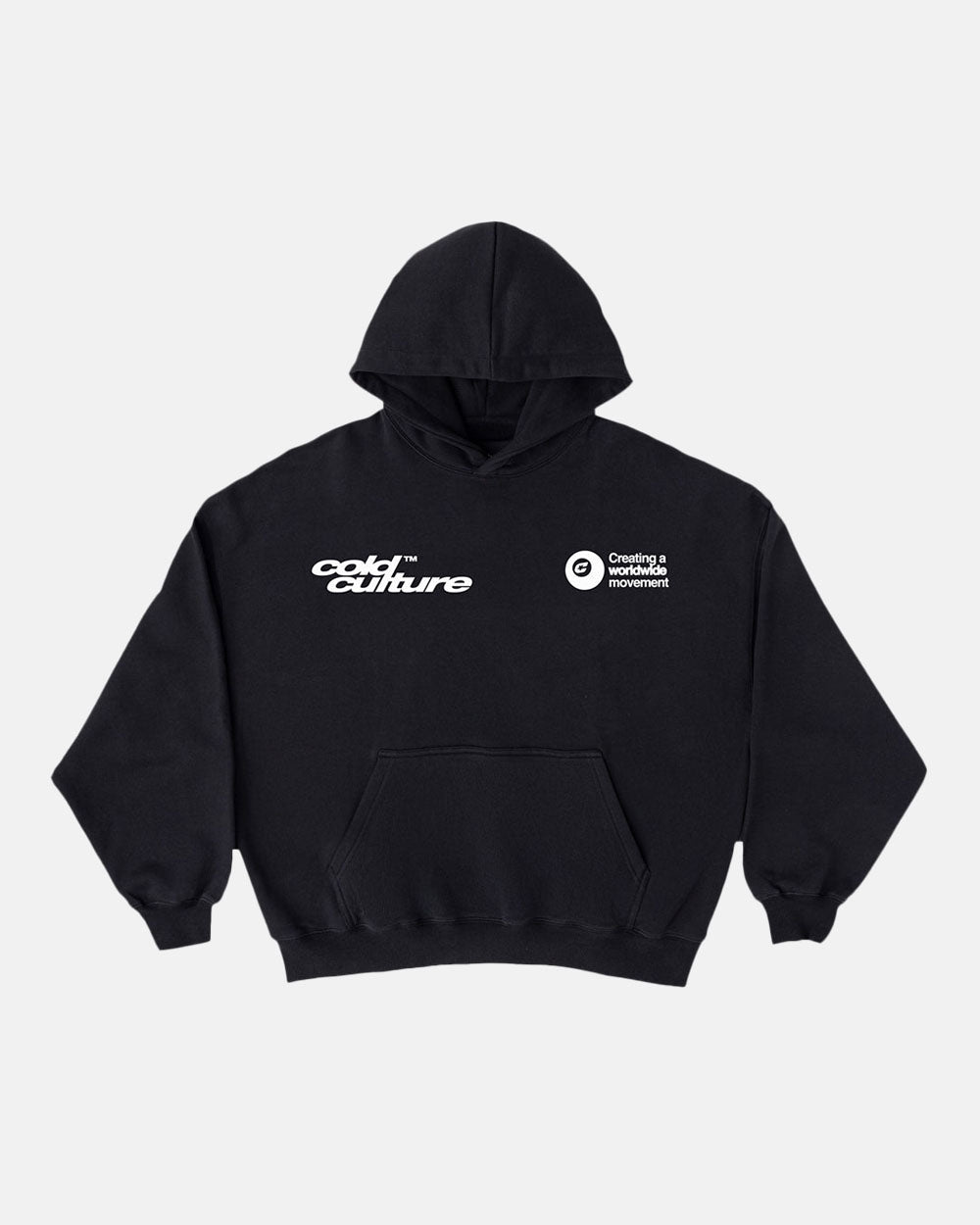 PLAYING HORSE HOODIE BLACK - black graphic print hoodie, front view - Cold Culture #packshot