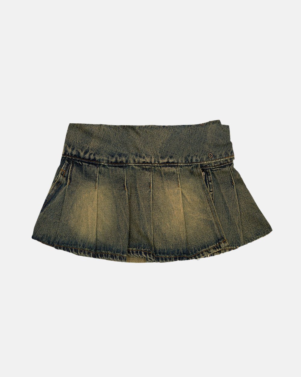 PLEATED LITTLE SKIRT DARK BROWN DENIM - COLD CULTURE #packshot