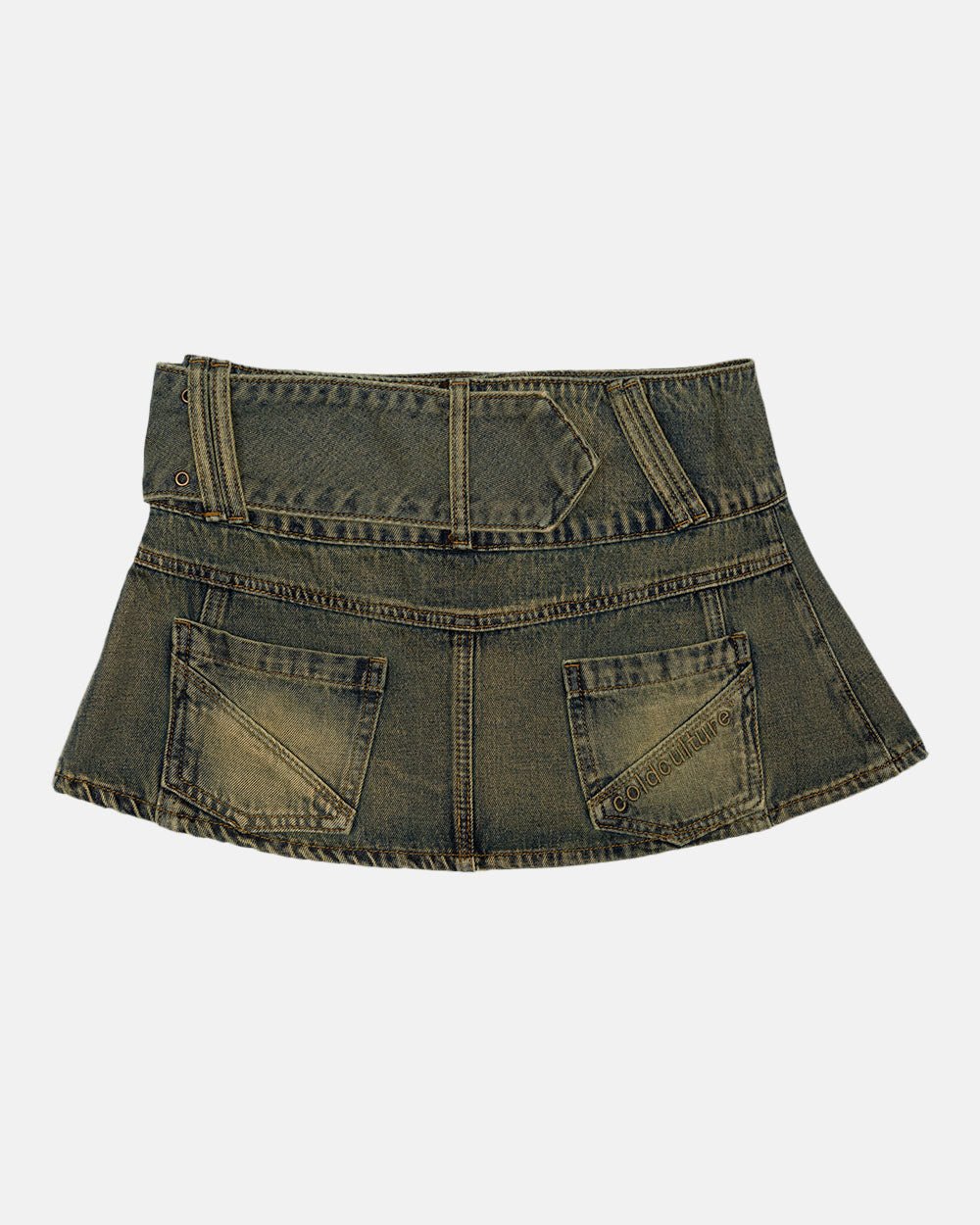 PLEATED LITTLE SKIRT DARK BROWN DENIM - COLD CULTURE #packshot
