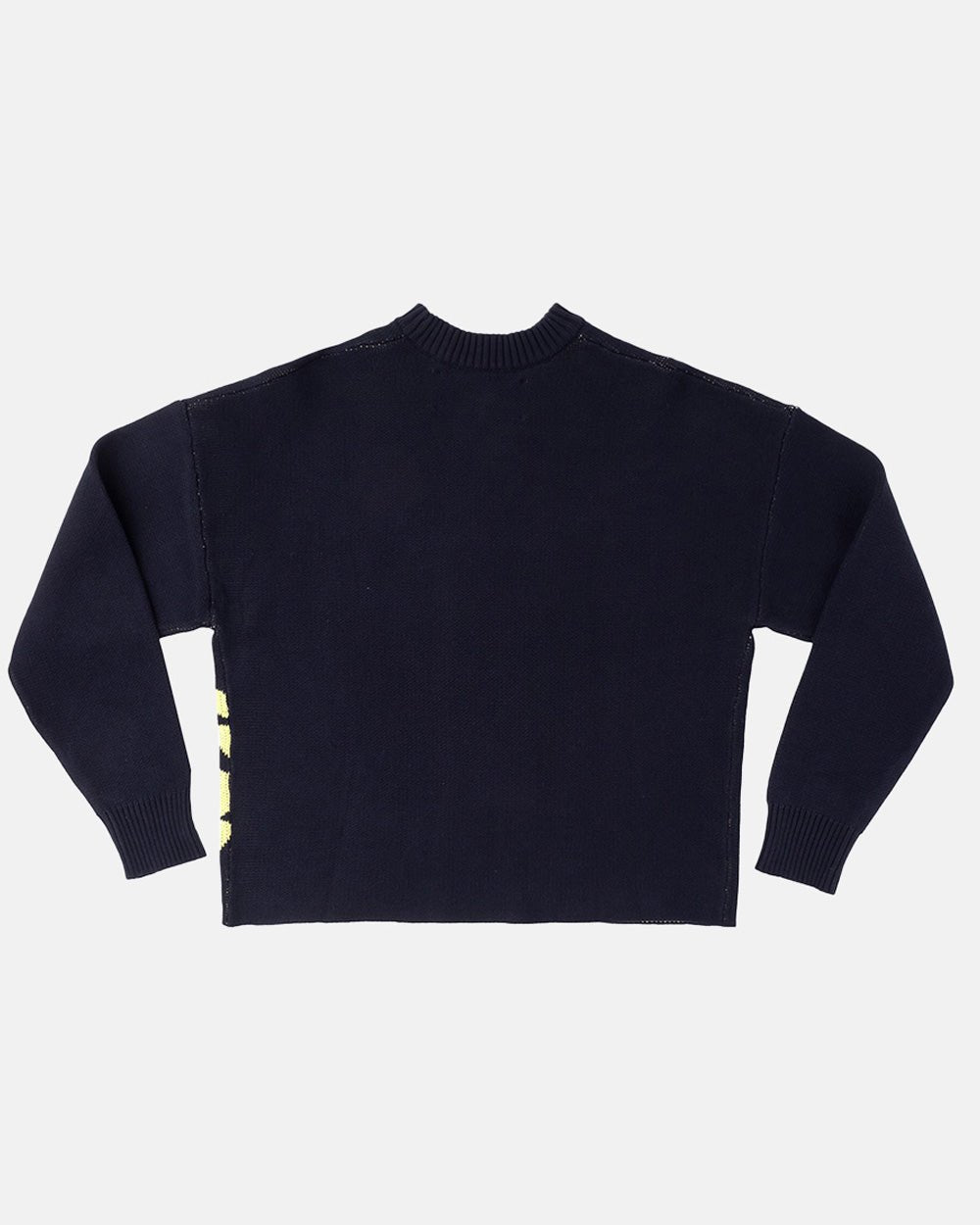POISON KNITWEAR HEAVY BLUE - navy blue scorpion knit sweater, back view - Cold Culture #packshot