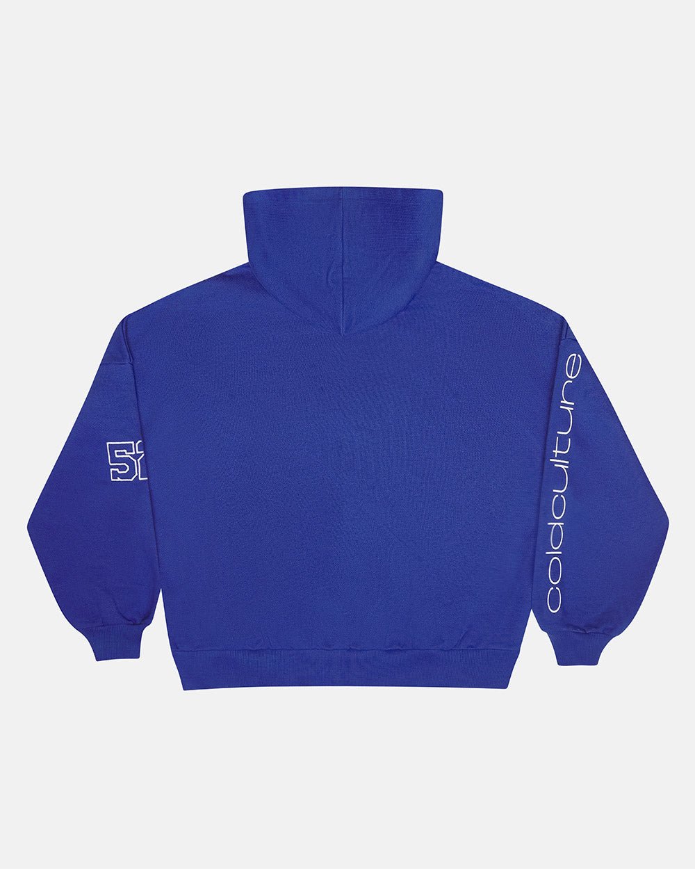 PRESTIGE ZIP HOODIE BLUE & WHITE - blue and white zip-up hoodie, back view - Cold Culture #packshot