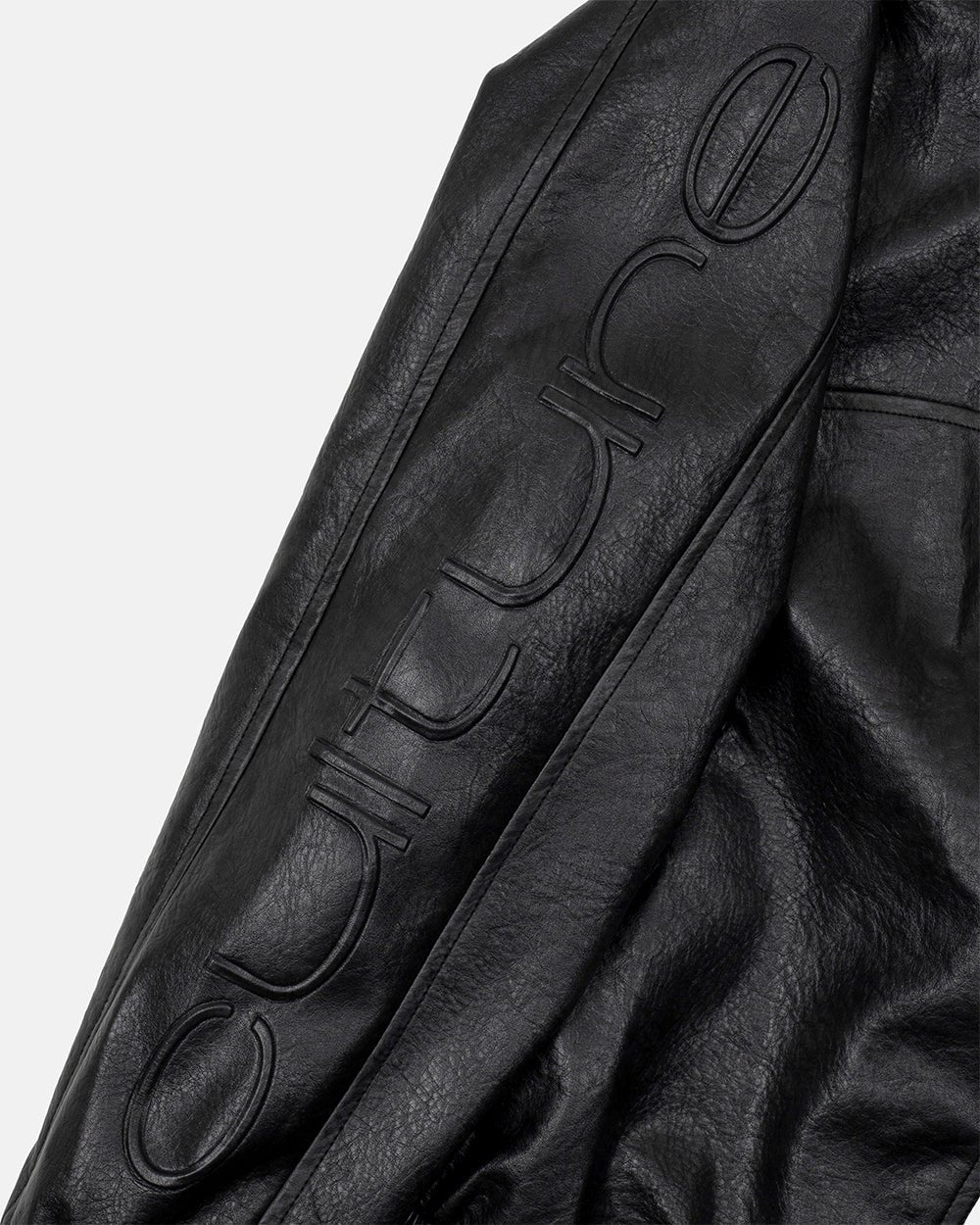 RACING JACKET BLACK - black leather jacket, detail close-up - Cold Culture