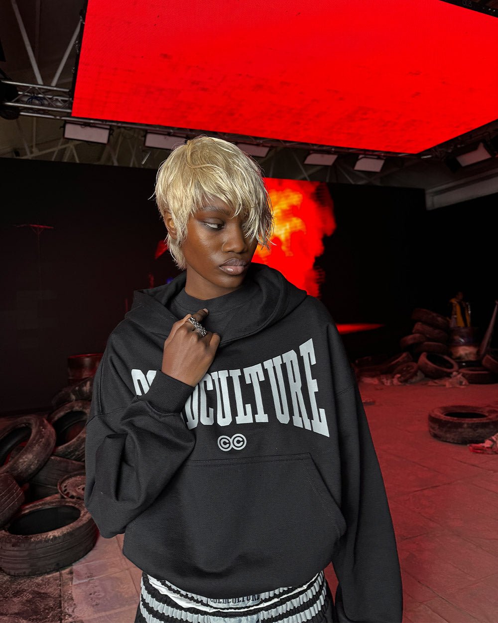 RAGE IN THE RING HOODIE BLACK - black graphic print hoodie, street style shot - Cold Culture #woman
