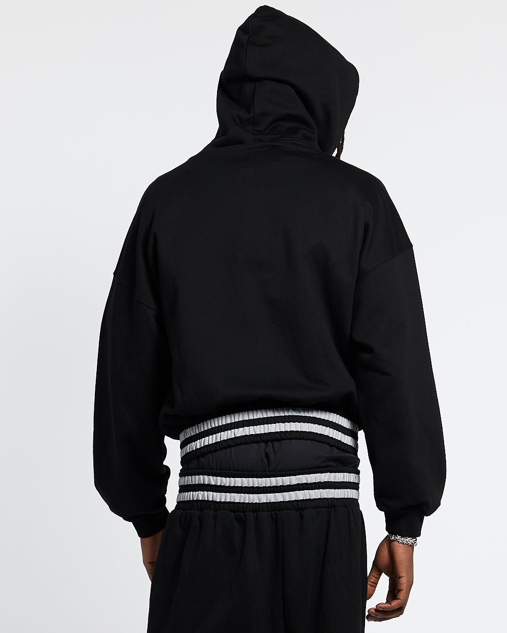 RAGE IN THE RING HOODIE BLACK - black graphic print hoodie, back view on male model - Cold Culture