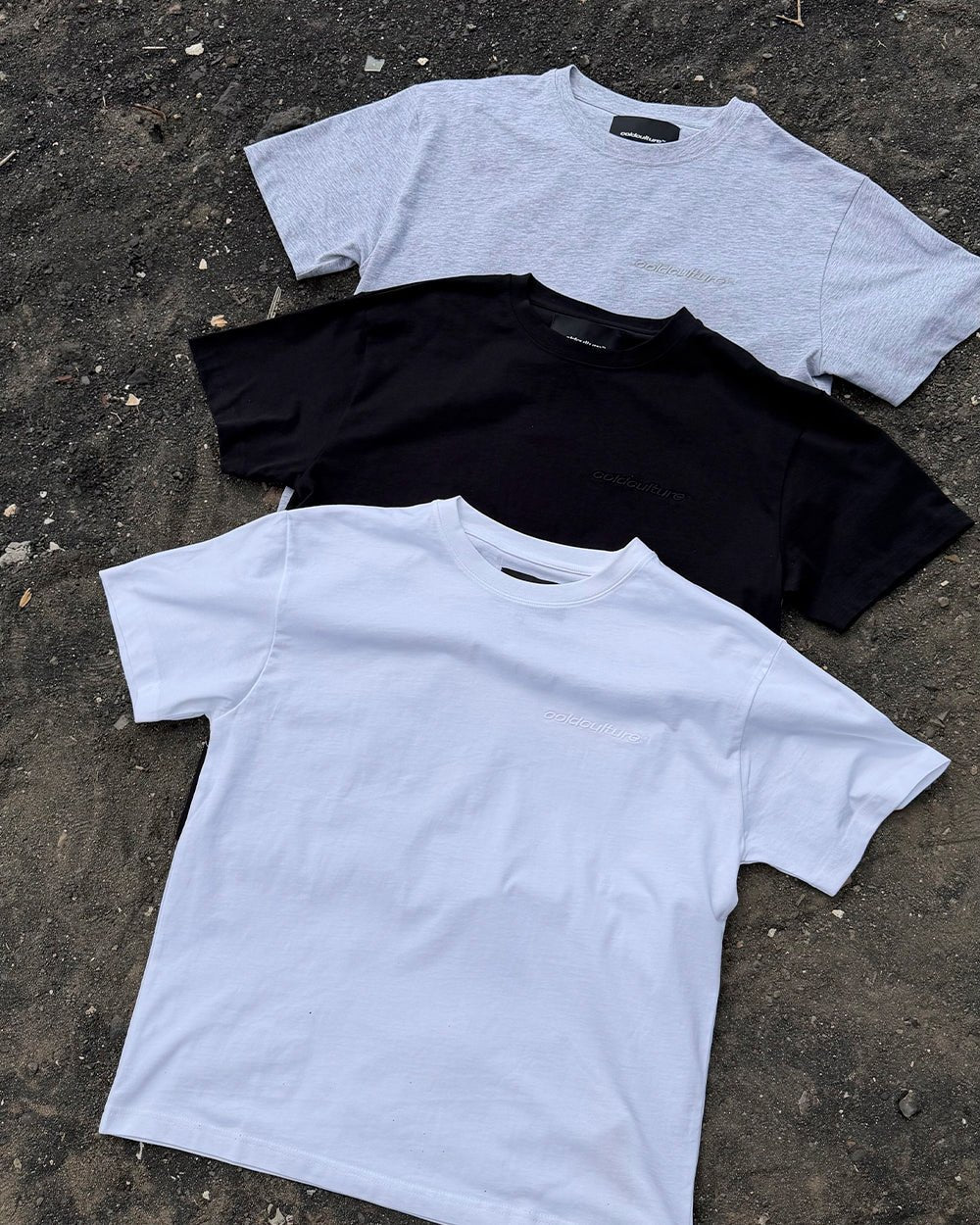 REGULAR BASIC TEE PACK - basic tee three-pack, flat lay with matching pieces - Cold Culture