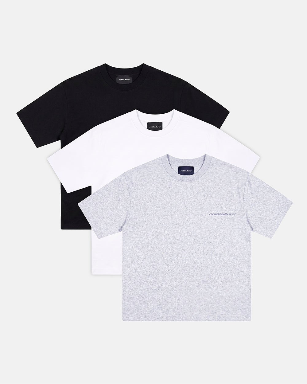 REGULAR BASIC TEE PACK - basic tee three-pack, flat lay with matching pieces - Cold Culture #woman
