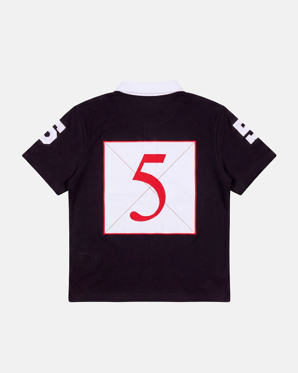 RIDING CLUB POLO BLACK - black embroidered polo shirt, back view - Cold Culture #packshot
