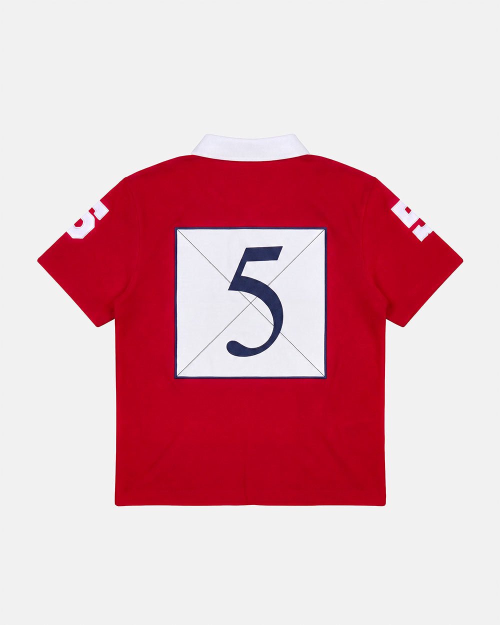 RIDING CLUB POLO RED - red embroidered polo shirt, back view - Cold Culture #packshot