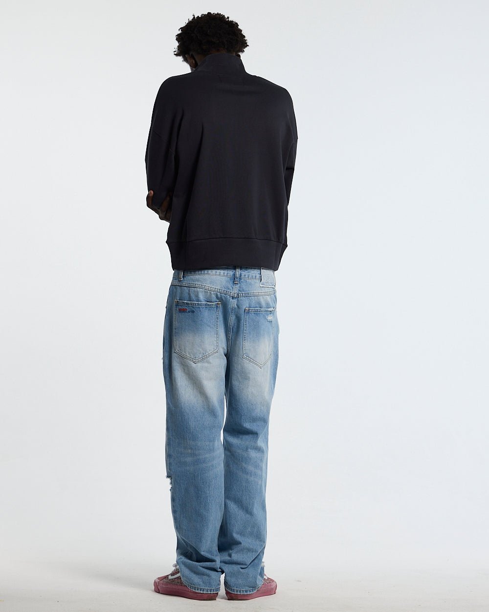 RIDING CLUB QUARTER ZIP DARK GREY - dark grey quarter zip sweater, back view on male model - Cold Culture