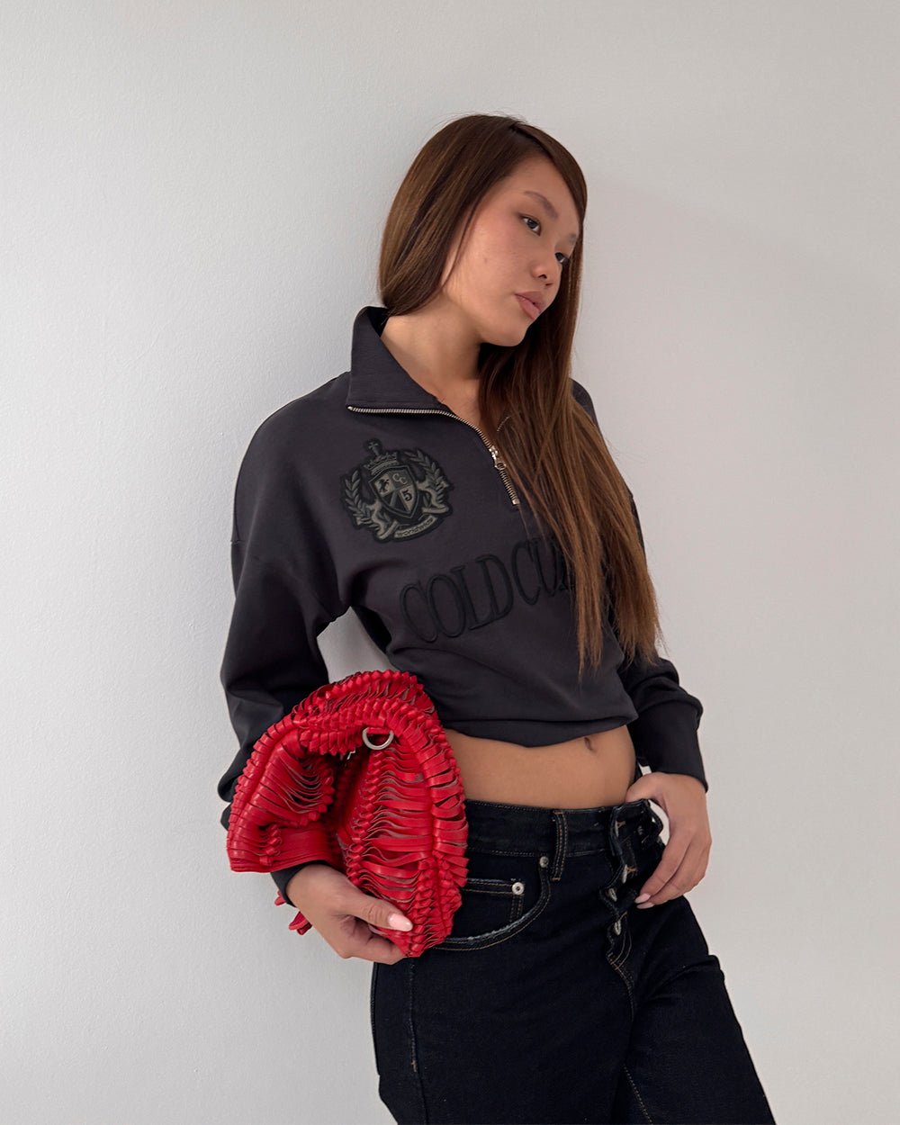 RIDING CLUB QUARTER ZIP KNIT DARK GREY - Cold Culture #woman