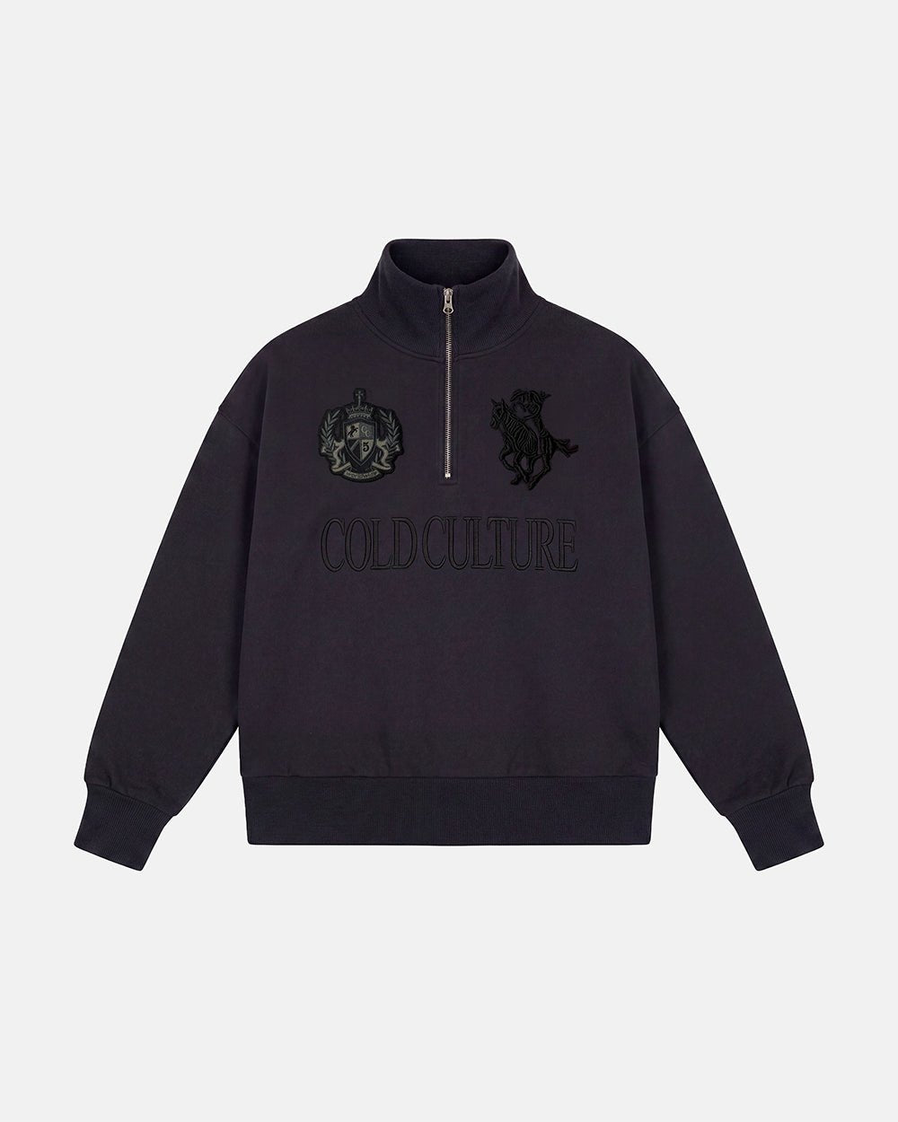 RIDING CLUB QUARTER ZIP KNIT DARK GREY - Cold Culture #packshot