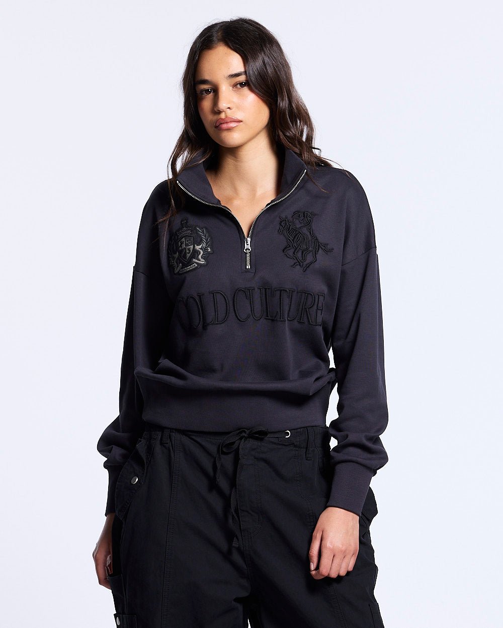 RIDING CLUB QUARTER ZIP KNIT DARK GREY - Cold Culture #woman