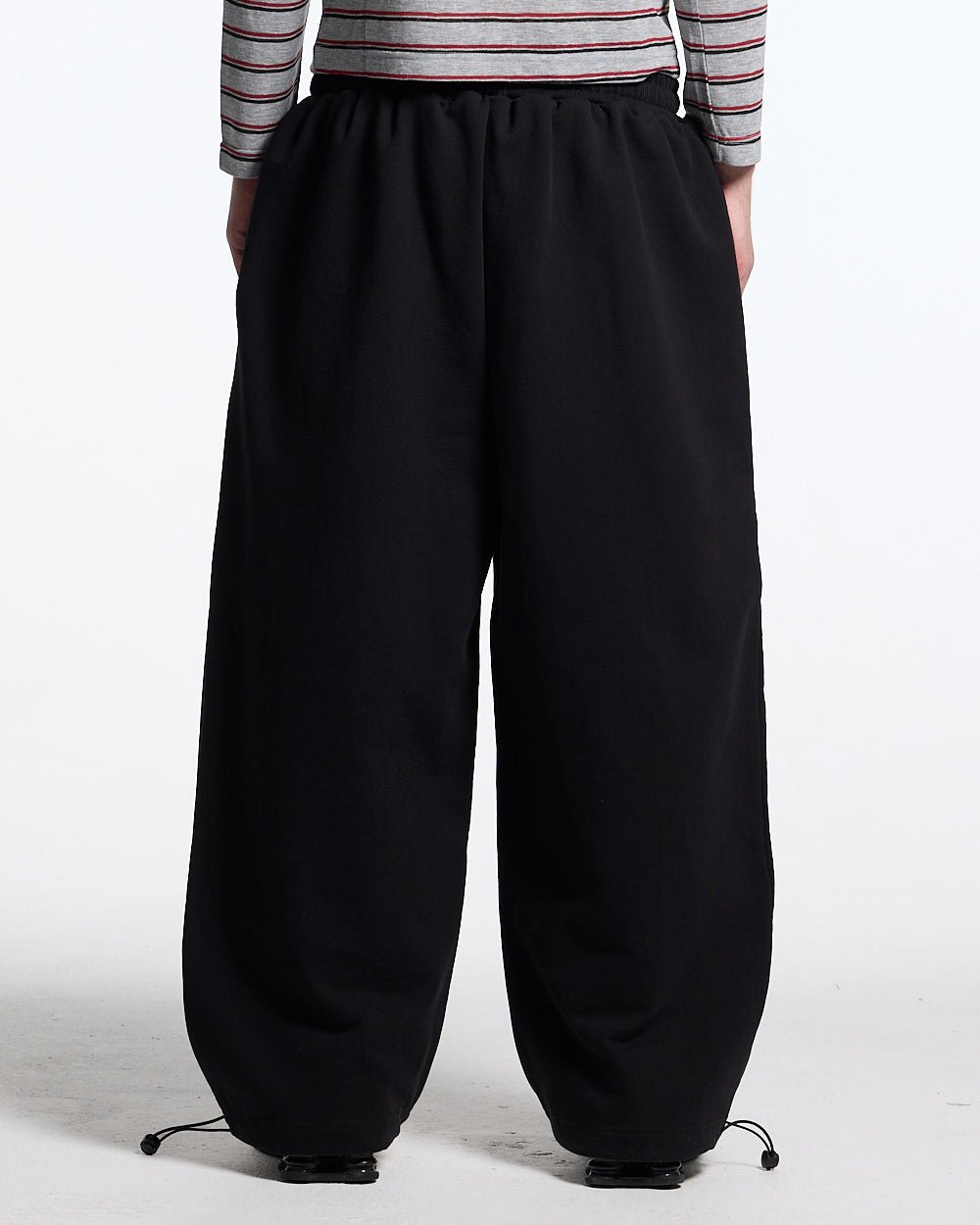RIDING CLUB SWEATPANTS BLACK - black embroidered sweatpants, back view on male model - Cold Culture
