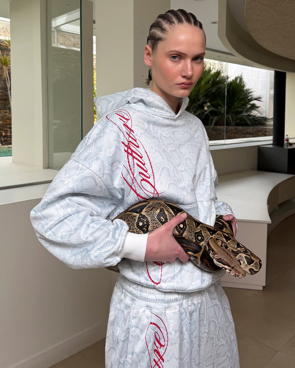 RIOT MESH HOODIE WHITE - white mesh hoodie, street style shot - Cold Culture #woman