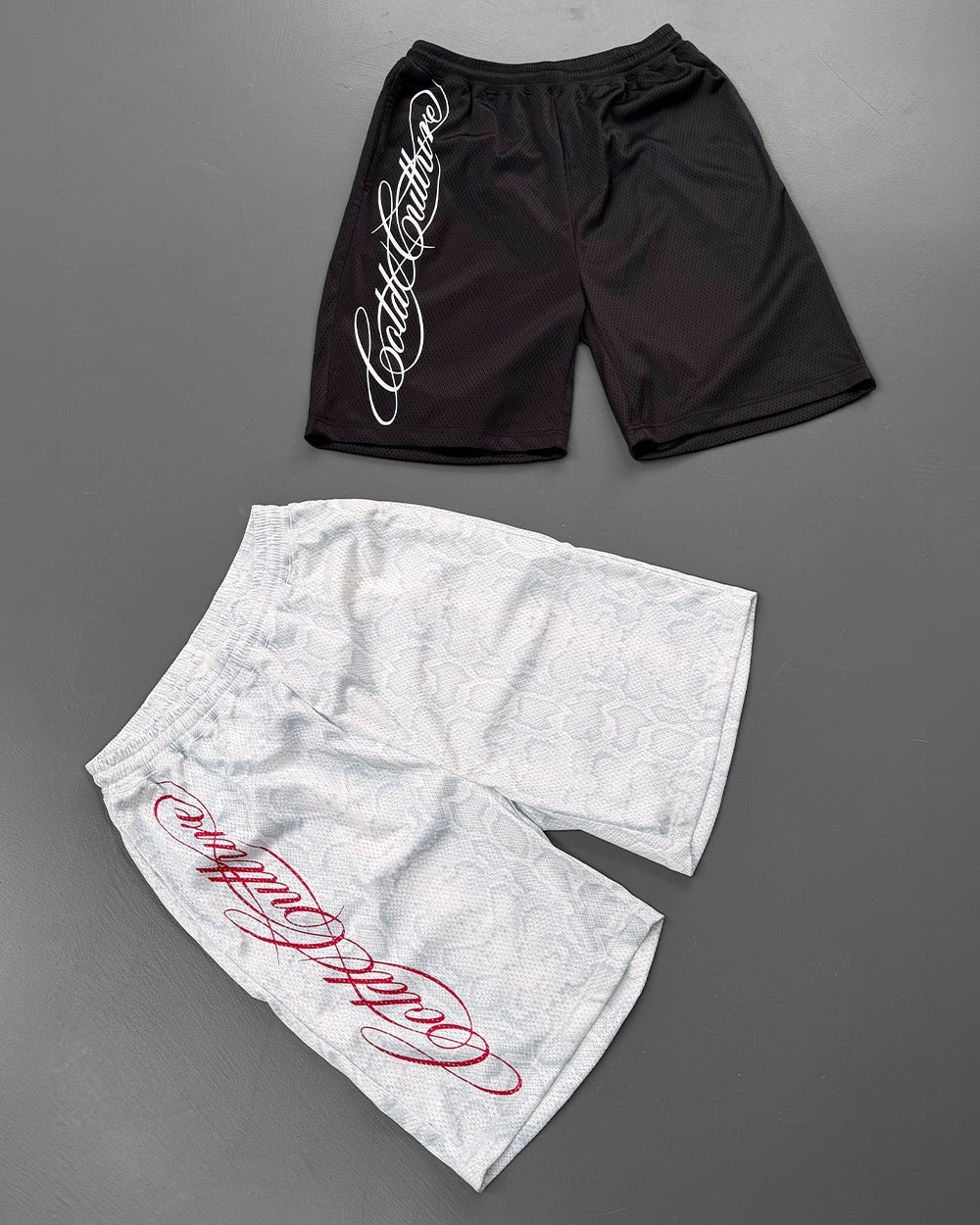 RIOT MESH SHORT BLACK - black mesh shorts, flat lay - Cold Culture