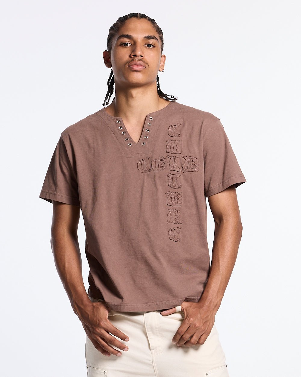 ROGUE CROSSED TEE BROWN - Cold Culture #man