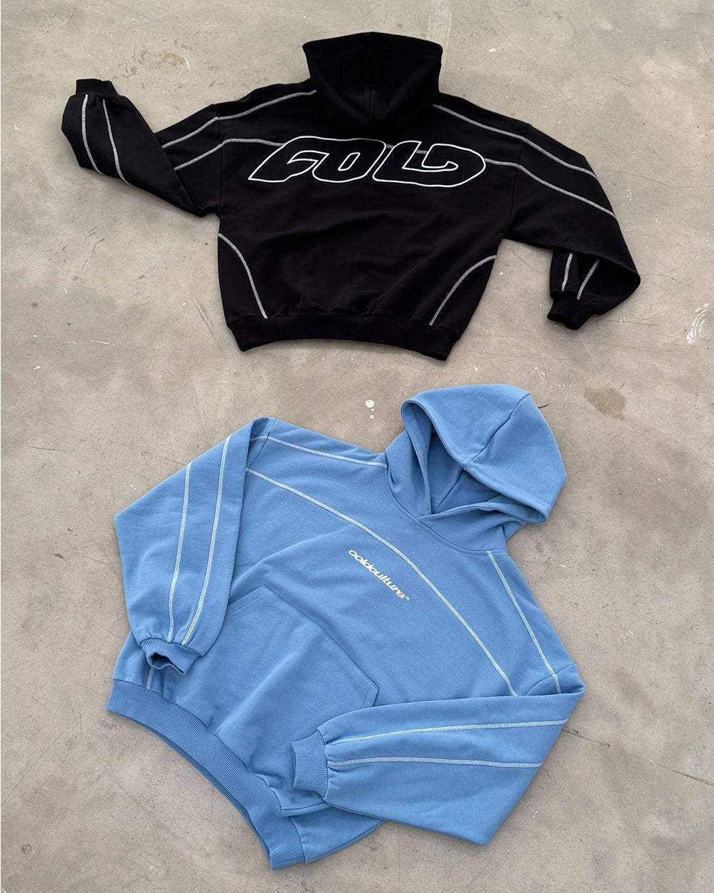 ROLLER HOODIE BLACK - black oversized hoodie, flat lay with matching pieces - Cold Culture