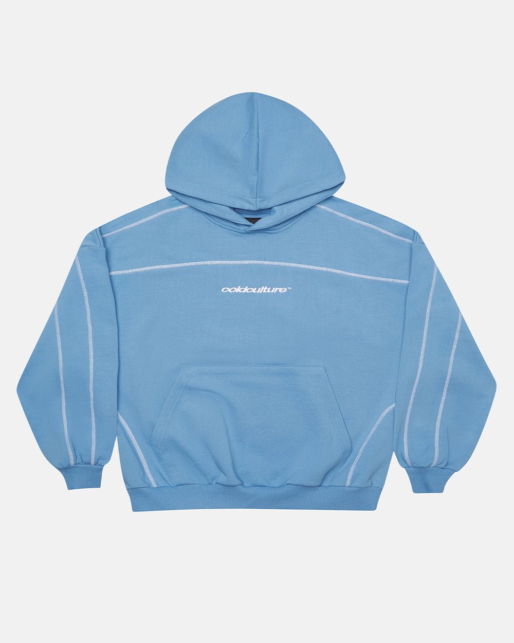 ROLLER HOODIE BLUE - blue oversized hoodie, front view - Cold Culture #packshot