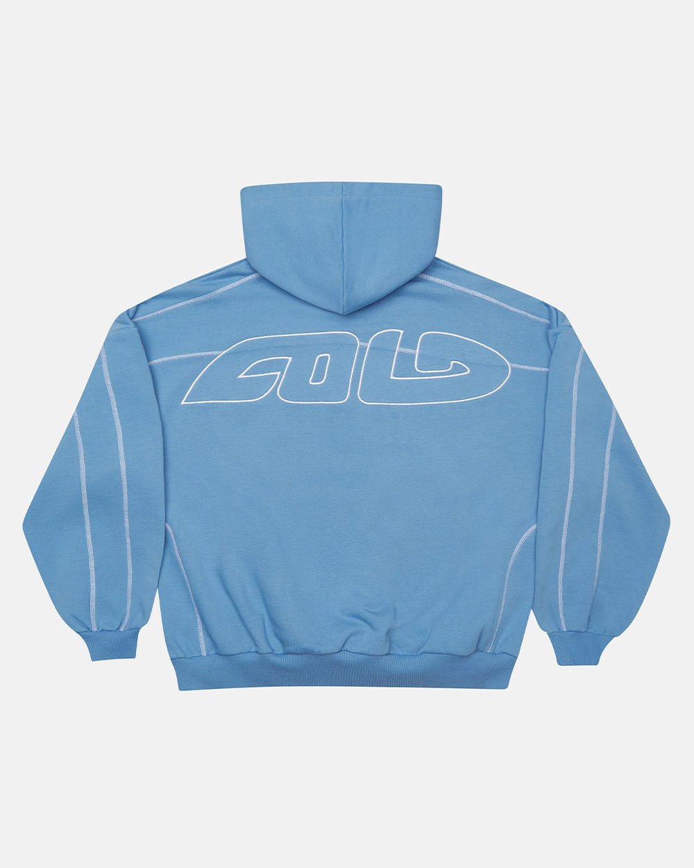 ROLLER HOODIE BLUE - blue oversized hoodie, back view - Cold Culture #packshot