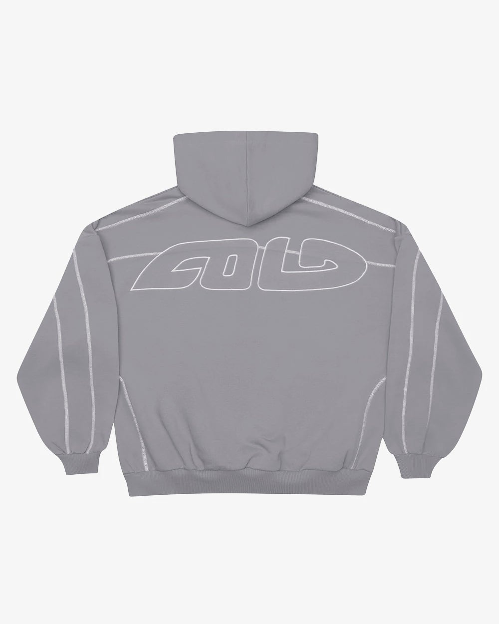 ROLLER HOODIE SMOKEY GREY - smokey grey contrast stitch hoodie, back view - Cold Culture #packshot