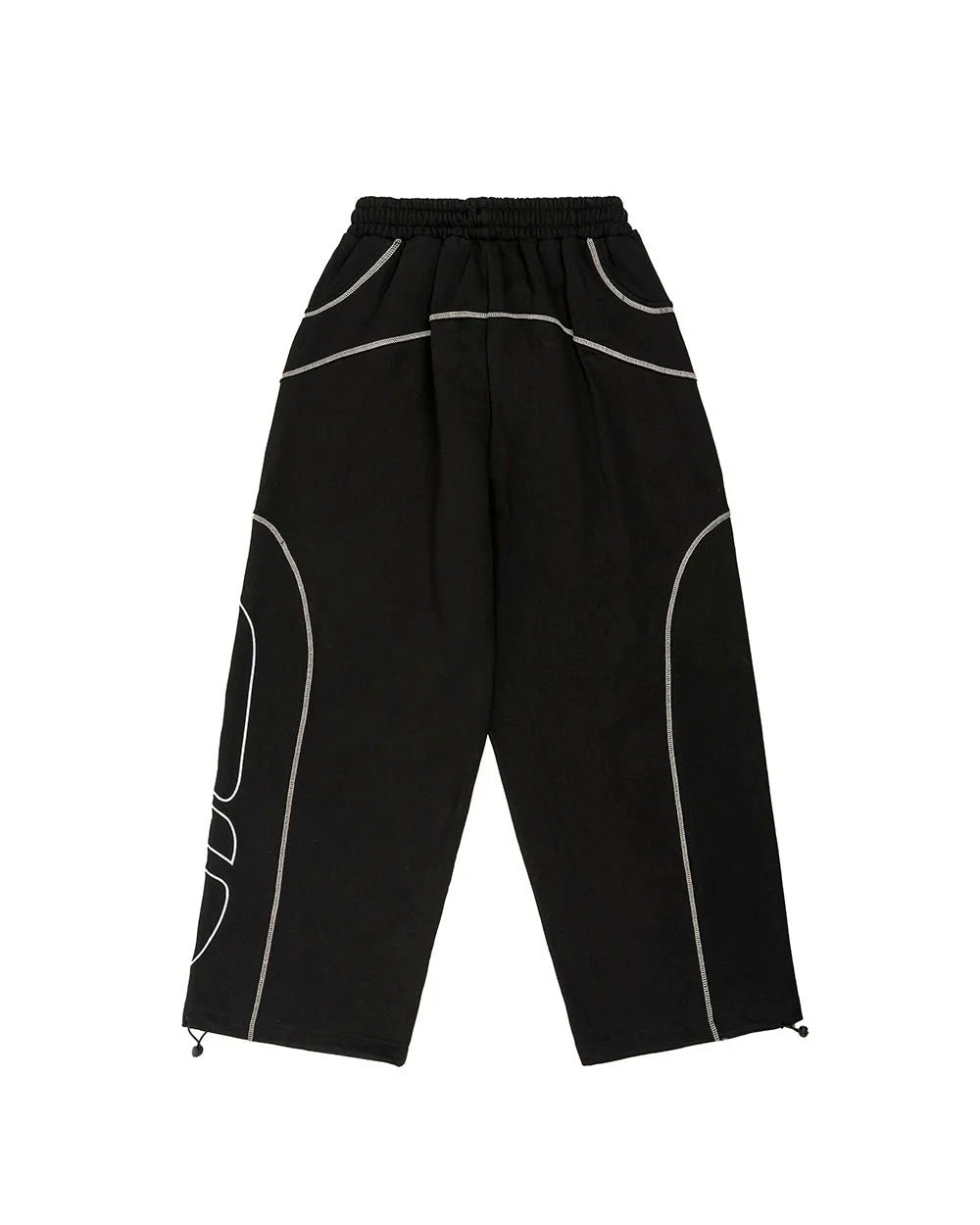 ROLLER SWEATPANTS BLACK - black contrast stitch sweatpants, back view - Cold Culture #packshot