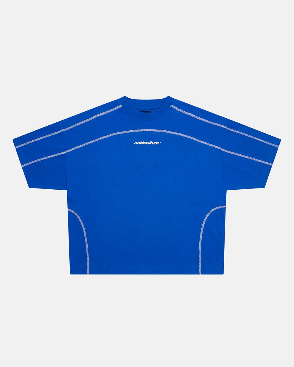 ROLLER TEE BLUE - blue oversized tee, front view - Cold Culture #packshot