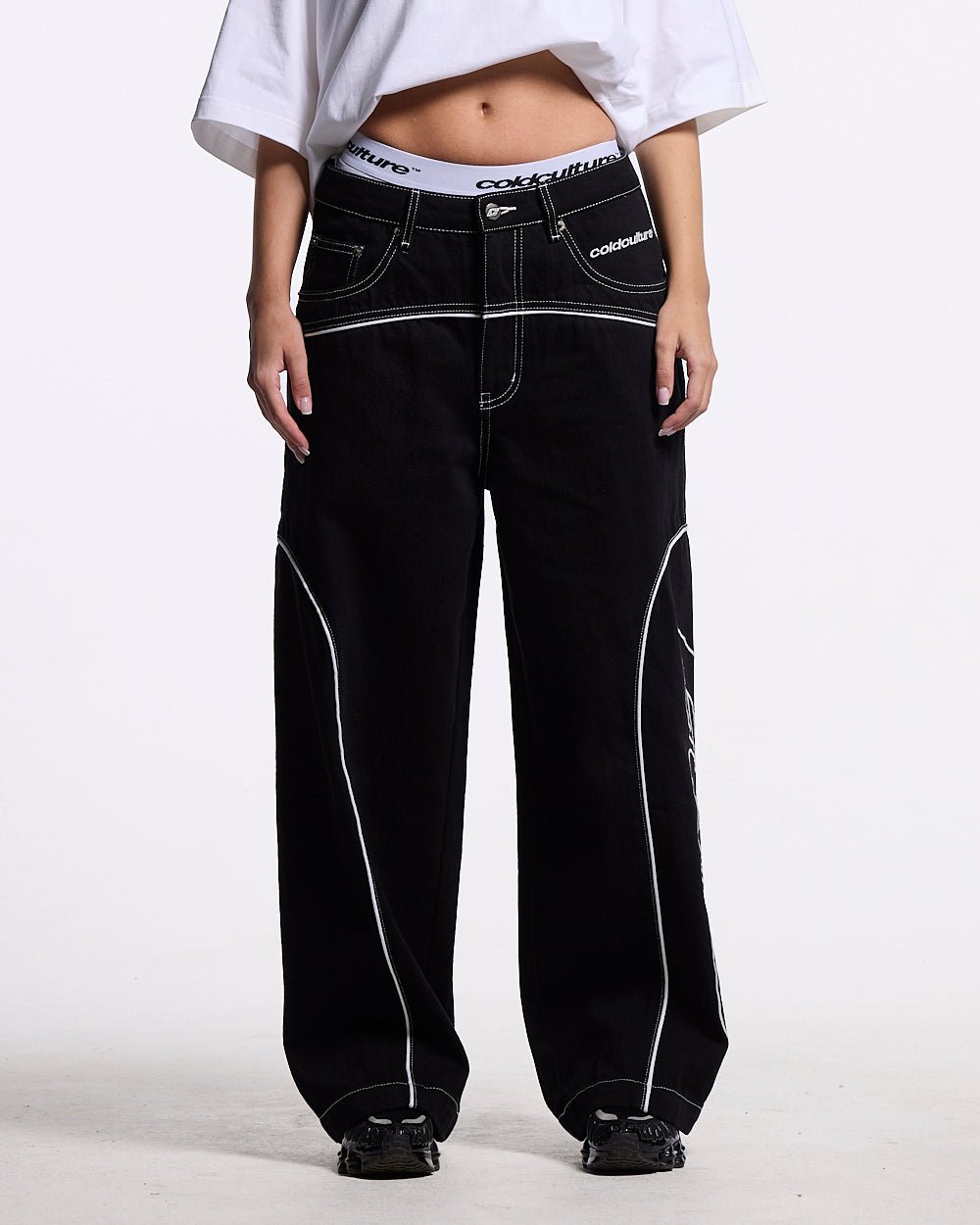 ROLLER V2 DENIM PANTS BLACK - Cold Culture #woman