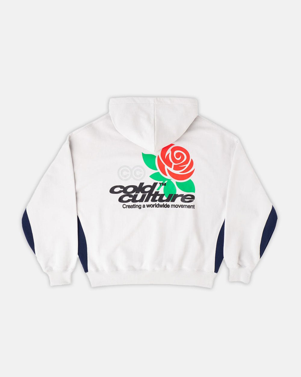 ROSE HOODIE PEARL GREY - pearl grey graphic print hoodie, back view - Cold Culture #packshot