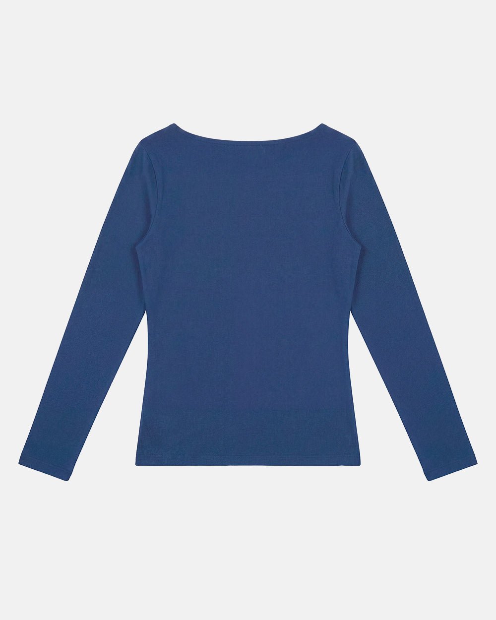 ROUGH LONGSLEEVE TEE BLUE - blue script print longsleeve tee, back view - Cold Culture #packshot