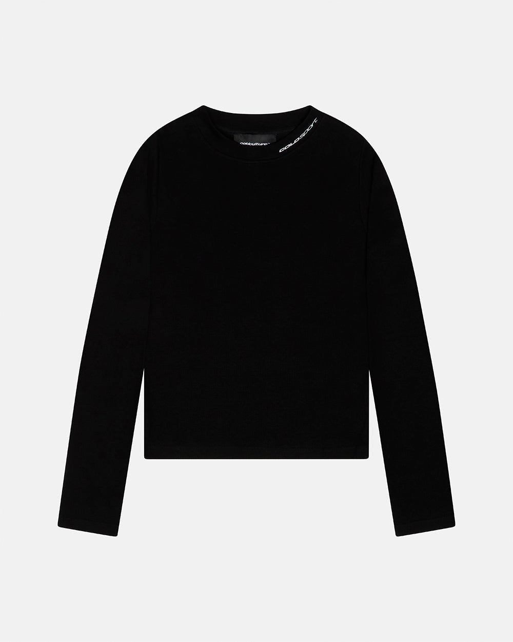 RUN CLUB LONGSLEEVE BLACK - black longsleeve tee, front view - Cold Culture #packshot