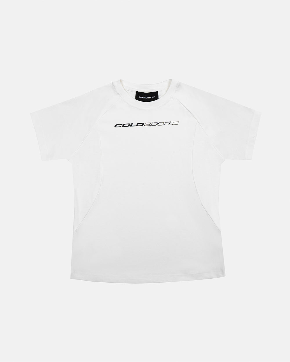RUN CLUB TEE WHITE - white fitted sport tee, front view - Cold Culture #packshot