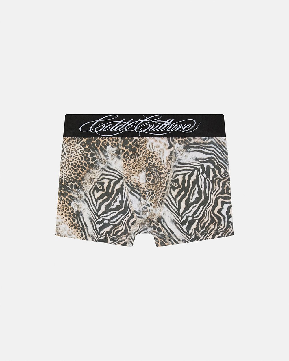 SAFARI BOXERS PACK - leopard and camo print boxers, front view - Cold Culture #packshot
